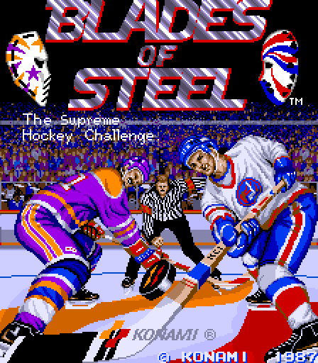 Blades of Steel Arcade Screenshot: Title screen.
