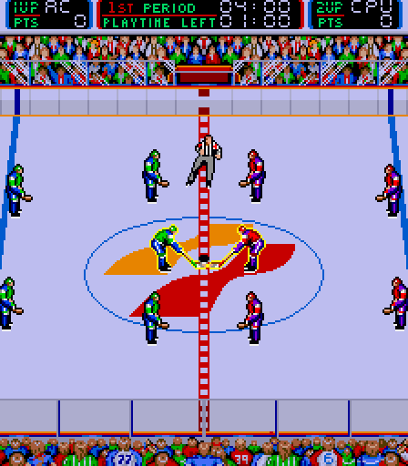 Blades of Steel Arcade Screenshot: Face off!
