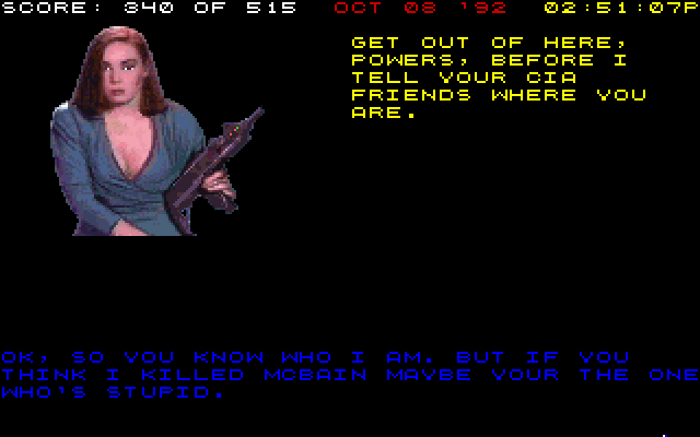 Countdown IBM PC/Compatibles Screenshot: She looks dangerous, be careful!