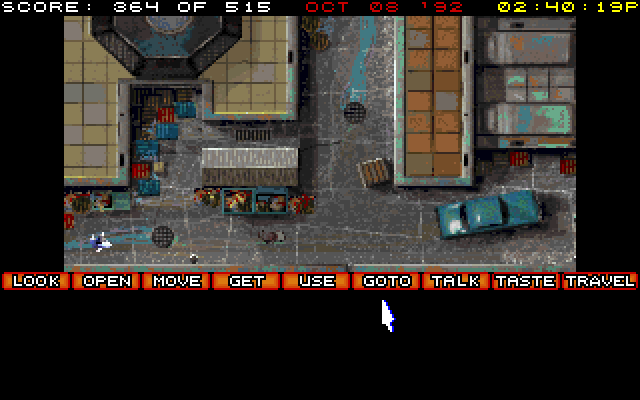 Countdown IBM PC/Compatibles Screenshot: Exploring some kind of alley.