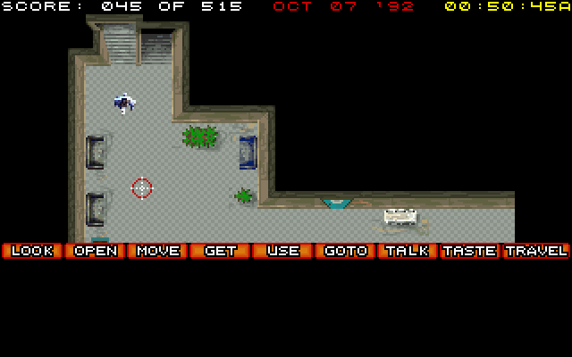 Countdown IBM PC/Compatibles Screenshot: An overhead view is utilized for exploring many areas.