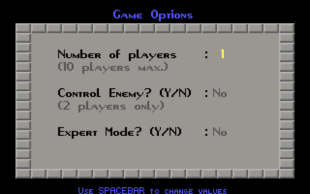 Freakin' Funky Fuzzballs IBM PC/Compatibles Screenshot: Game options.