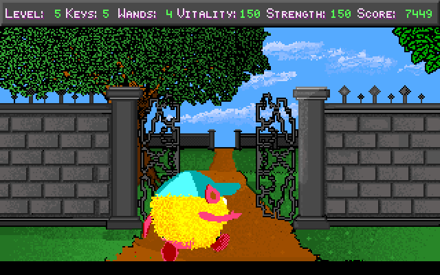 Freakin' Funky Fuzzballs IBM PC/Compatibles Screenshot: Heading into the garden area.