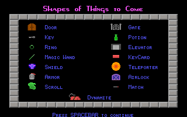 Freakin' Funky Fuzzballs IBM PC/Compatibles Screenshot: Here's a few items you'll encounter.