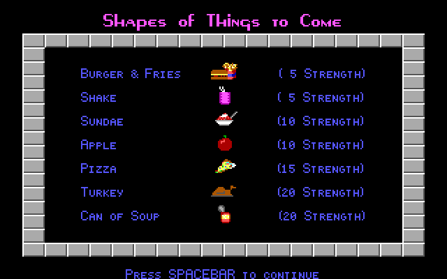 Freakin' Funky Fuzzballs IBM PC/Compatibles Screenshot: Eat food to increase your strength.