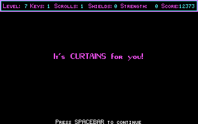 Freakin' Funky Fuzzballs IBM PC/Compatibles Screenshot: Game over.