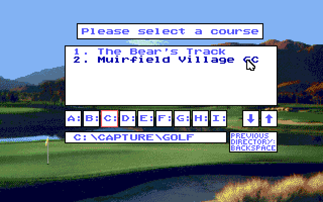 Jack Nicklaus' Unlimited Golf & Course Design IBM PC/Compatibles Screenshot: Course selection.