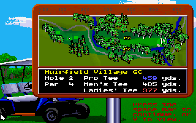 Jack Nicklaus' Unlimited Golf & Course Design IBM PC/Compatibles Screenshot: Hole 2 overhead view.