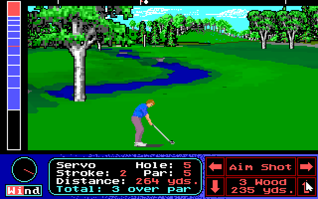 Jack Nicklaus' Unlimited Golf & Course Design IBM PC/Compatibles Screenshot: Second shot on a par 5 hole.