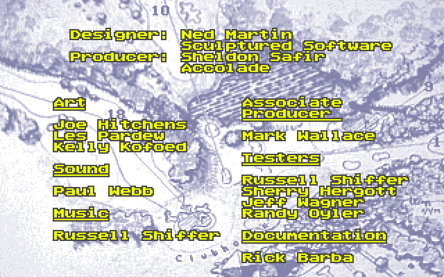 Jack Nicklaus' Unlimited Golf & Course Design IBM PC/Compatibles Screenshot: Game credits.
