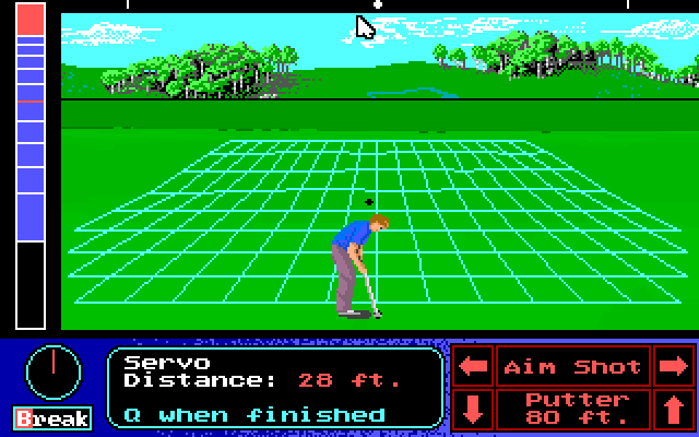 Jack Nicklaus' Unlimited Golf & Course Design IBM PC/Compatibles Screenshot: A grid displays when putting.