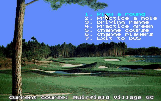 Jack Nicklaus' Unlimited Golf & Course Design IBM PC/Compatibles Screenshot: The main menu.