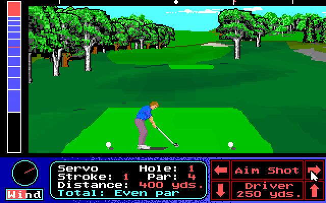 Jack Nicklaus' Unlimited Golf & Course Design IBM PC/Compatibles Screenshot: The first tee.