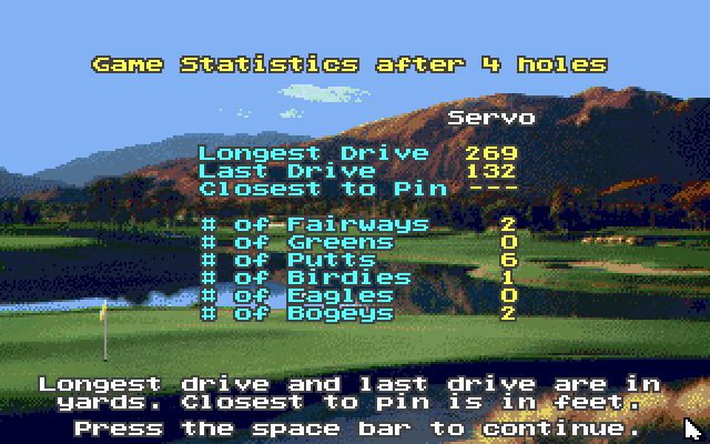 Jack Nicklaus' Unlimited Golf & Course Design IBM PC/Compatibles Screenshot: Game statistics so far...