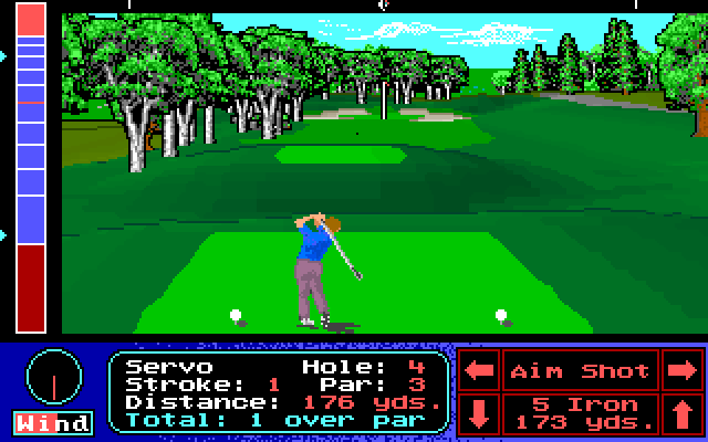 Jack Nicklaus' Unlimited Golf & Course Design IBM PC/Compatibles Screenshot: A shot on a par 3 hole.