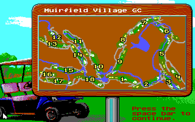 Jack Nicklaus' Unlimited Golf & Course Design IBM PC/Compatibles Screenshot: Course overhead view.