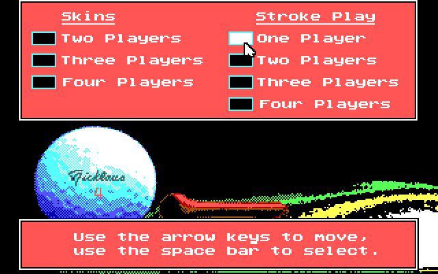 Jack Nicklaus' Unlimited Golf & Course Design IBM PC/Compatibles Screenshot: Setting up a game; how many players?