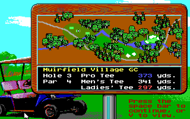 Jack Nicklaus' Unlimited Golf & Course Design IBM PC/Compatibles Screenshot: Hole 3 overhead view.