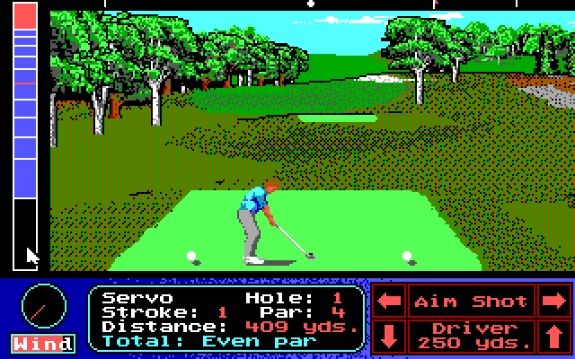 Jack Nicklaus' Unlimited Golf & Course Design IBM PC/Compatibles Screenshot: Teeing off.
