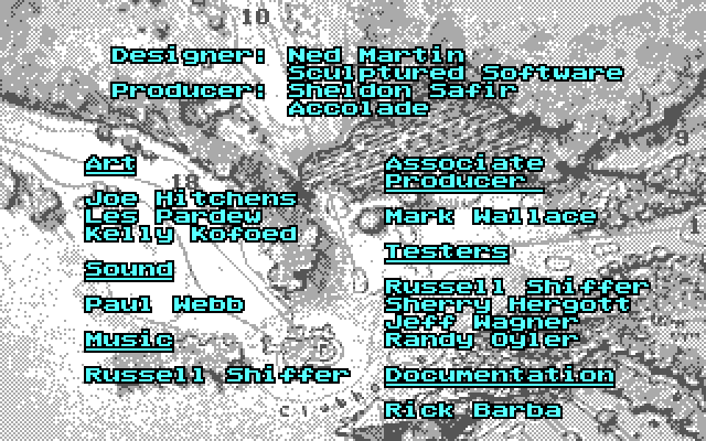 Jack Nicklaus' Unlimited Golf & Course Design IBM PC/Compatibles Screenshot: Game credits.
