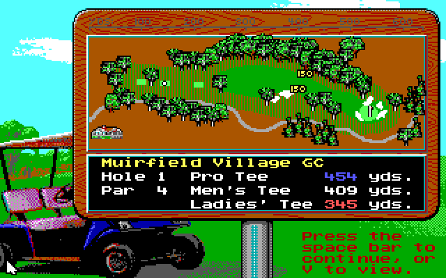 Jack Nicklaus' Unlimited Golf & Course Design IBM PC/Compatibles Screenshot: Hole overhead view.