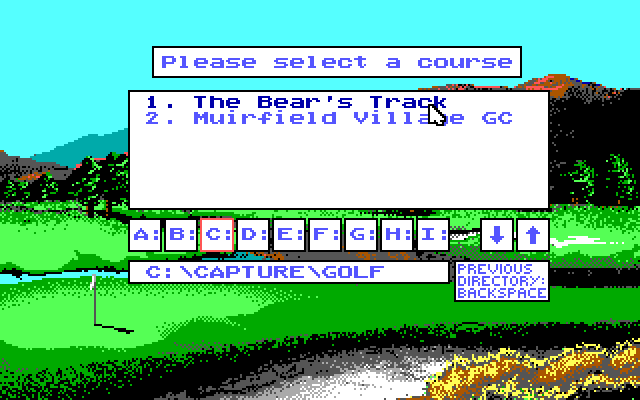 Jack Nicklaus' Unlimited Golf & Course Design IBM PC/Compatibles Screenshot: Course selection.
