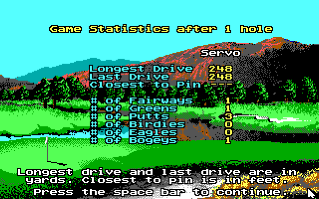 Jack Nicklaus' Unlimited Golf & Course Design IBM PC/Compatibles Screenshot: Game statistics.