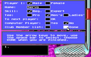 Jack Nicklaus' Unlimited Golf & Course Design for IBM PC/Compatibles - Setting up a player.