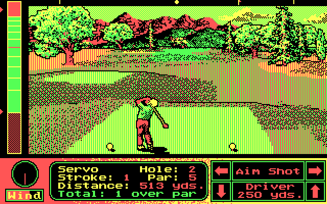 Jack Nicklaus' Unlimited Golf & Course Design IBM PC/Compatibles Screenshot: Tee off on hole 2...