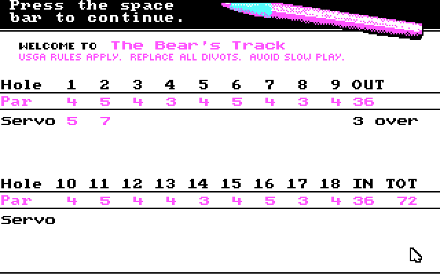 Jack Nicklaus' Unlimited Golf & Course Design IBM PC/Compatibles Screenshot: The scorecard.