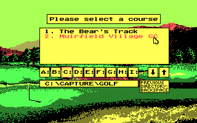 Jack Nicklaus' Unlimited Golf & Course Design IBM PC/Compatibles Screenshot: Course selection.