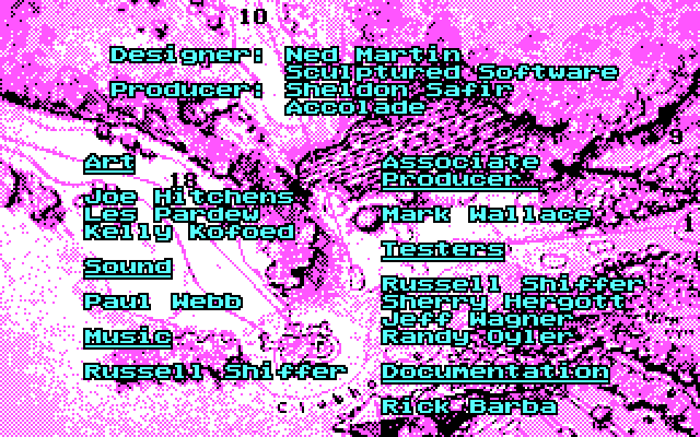 Jack Nicklaus' Unlimited Golf & Course Design IBM PC/Compatibles Screenshot: Game credits.