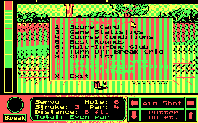 Jack Nicklaus' Unlimited Golf & Course Design IBM PC/Compatibles Screenshot: The in game menu.