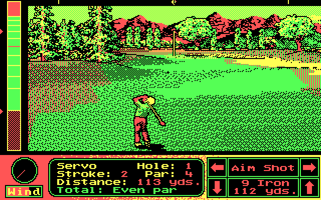 Jack Nicklaus' Unlimited Golf & Course Design IBM PC/Compatibles Screenshot: A shot to the green...