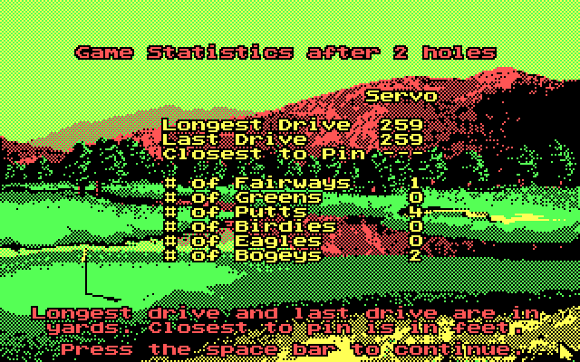 Jack Nicklaus' Unlimited Golf & Course Design IBM PC/Compatibles Screenshot: Game statistics so far...