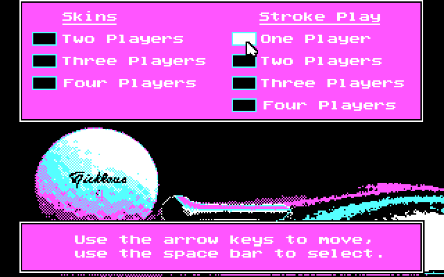 Jack Nicklaus' Unlimited Golf & Course Design IBM PC/Compatibles Screenshot: Setting up a game; how many players?