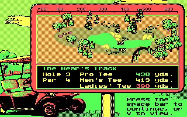 Jack Nicklaus' Unlimited Golf & Course Design IBM PC/Compatibles Screenshot: Hole 3 overhead.