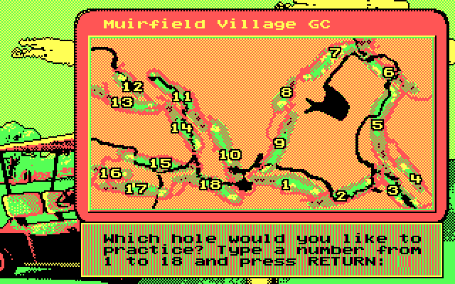 Jack Nicklaus' Unlimited Golf & Course Design IBM PC/Compatibles Screenshot: Want to practice a hole?