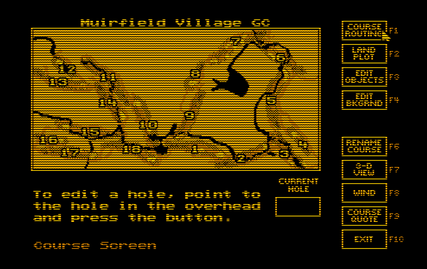 Jack Nicklaus' Unlimited Golf & Course Design IBM PC/Compatibles Screenshot: Select a hole to edit...