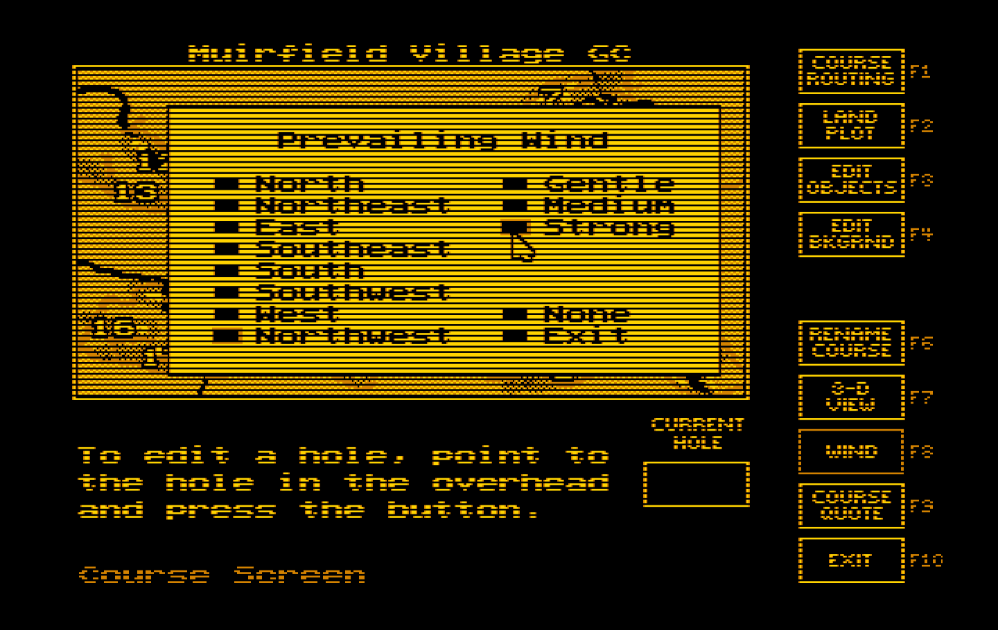 Jack Nicklaus' Unlimited Golf & Course Design IBM PC/Compatibles Screenshot: The prevailing course conditions can be modified.