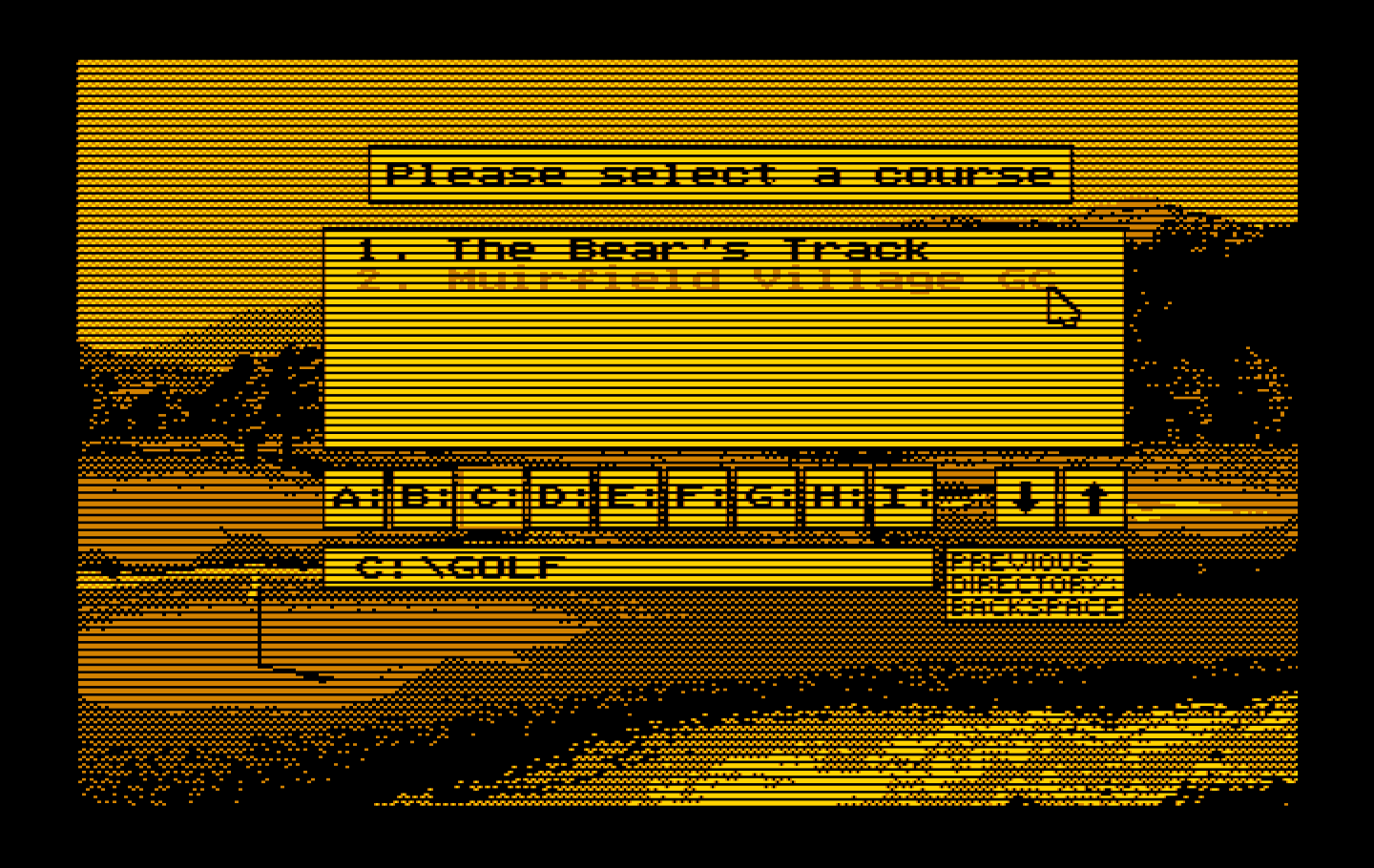 Jack Nicklaus' Unlimited Golf & Course Design IBM PC/Compatibles Screenshot: Selecting a course.