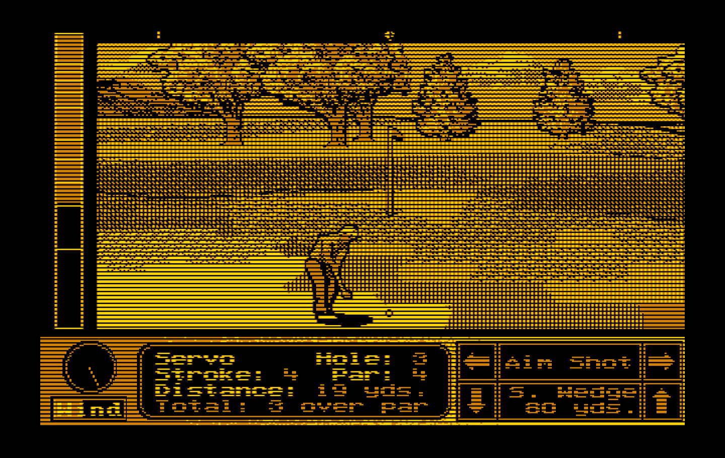 Jack Nicklaus' Unlimited Golf & Course Design IBM PC/Compatibles Screenshot: Hitting out of the sand.