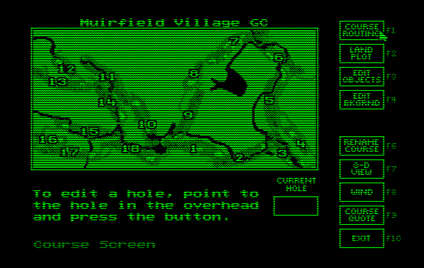 Jack Nicklaus' Unlimited Golf & Course Design IBM PC/Compatibles Screenshot: Select a hole to edit...