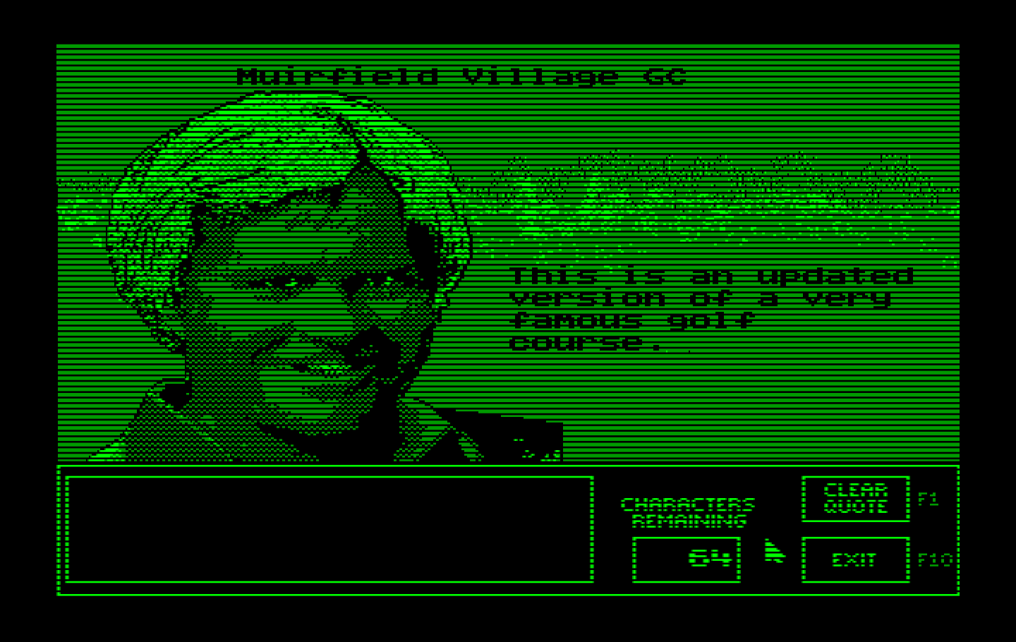 Jack Nicklaus' Unlimited Golf & Course Design IBM PC/Compatibles Screenshot: The course quote and the hole quotes can be edited.