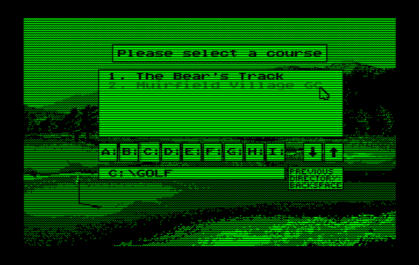Jack Nicklaus' Unlimited Golf & Course Design IBM PC/Compatibles Screenshot: Selecting a course.