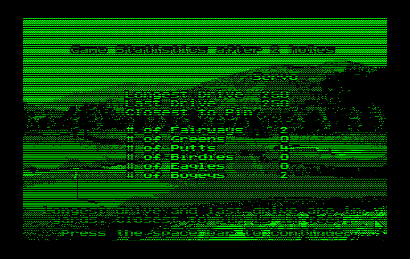 Jack Nicklaus' Unlimited Golf & Course Design IBM PC/Compatibles Screenshot: Statistics so far...