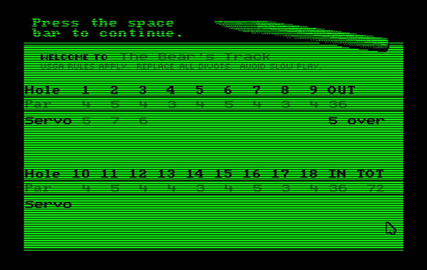 Jack Nicklaus' Unlimited Golf & Course Design IBM PC/Compatibles Screenshot: The scorecard.