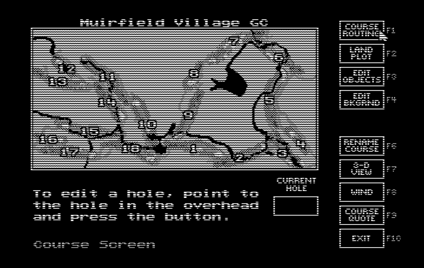 Jack Nicklaus' Unlimited Golf & Course Design IBM PC/Compatibles Screenshot: Select a hole to edit...