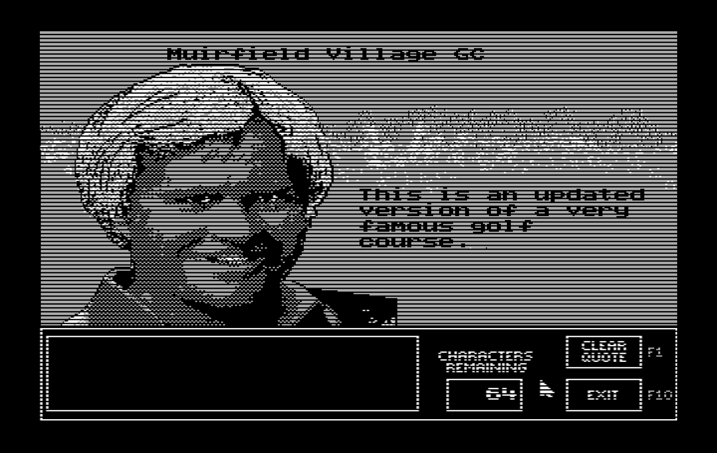 Jack Nicklaus' Unlimited Golf & Course Design IBM PC/Compatibles Screenshot: The course quote and the hole quotes can be edited.