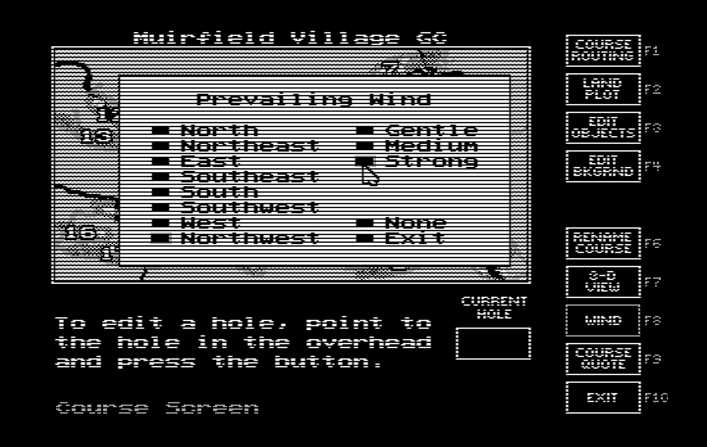 Jack Nicklaus' Unlimited Golf & Course Design IBM PC/Compatibles Screenshot: The prevailing course conditions can be modified.